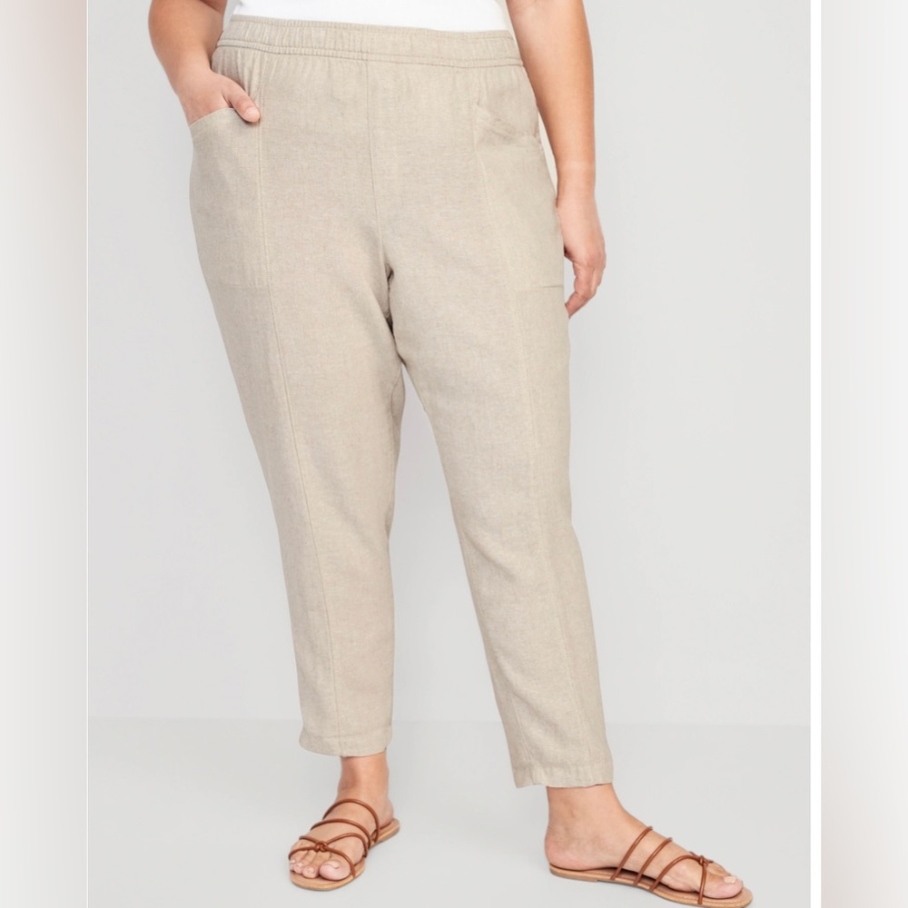 SUMMER Old Navy High-Waisted Cropped Linen-Blend Tapered Pants